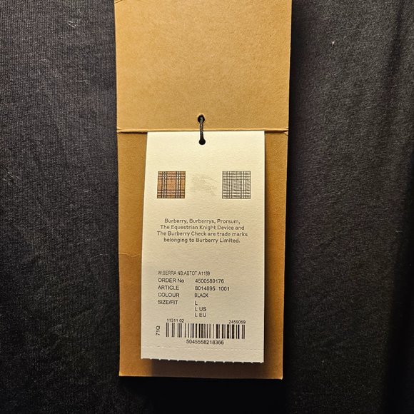 Burberry Unisex Check Sleeve Cotton T-shirt - Picture 5 of 7